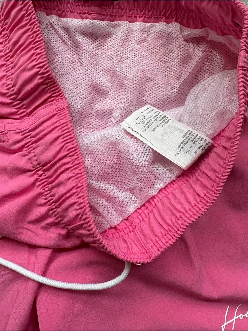 Hollister Men's Bright Pink Swim Trunks with Drawstring